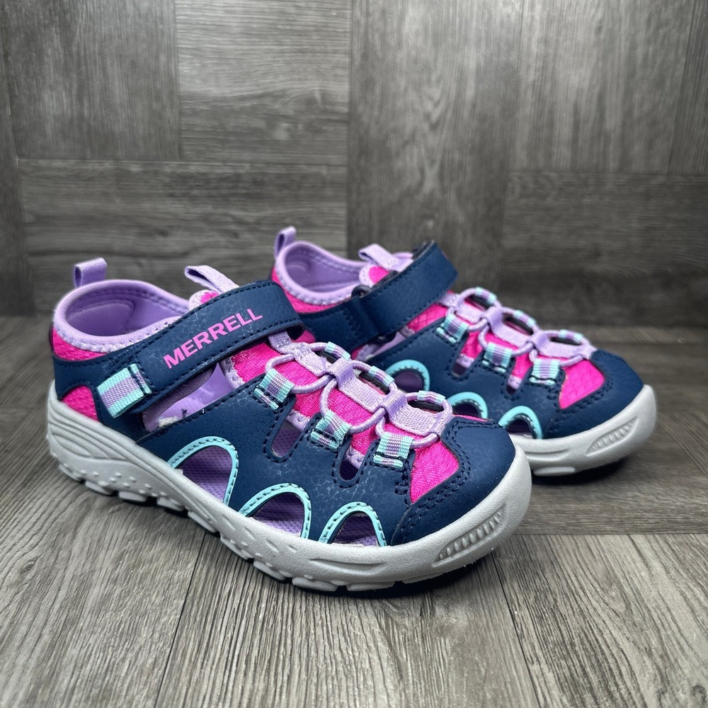 Merrell Hydro Trekker Sandal Kids 1M Navy Pink Purple Water Shoes MK126302 NEW - Picture 5 of 8